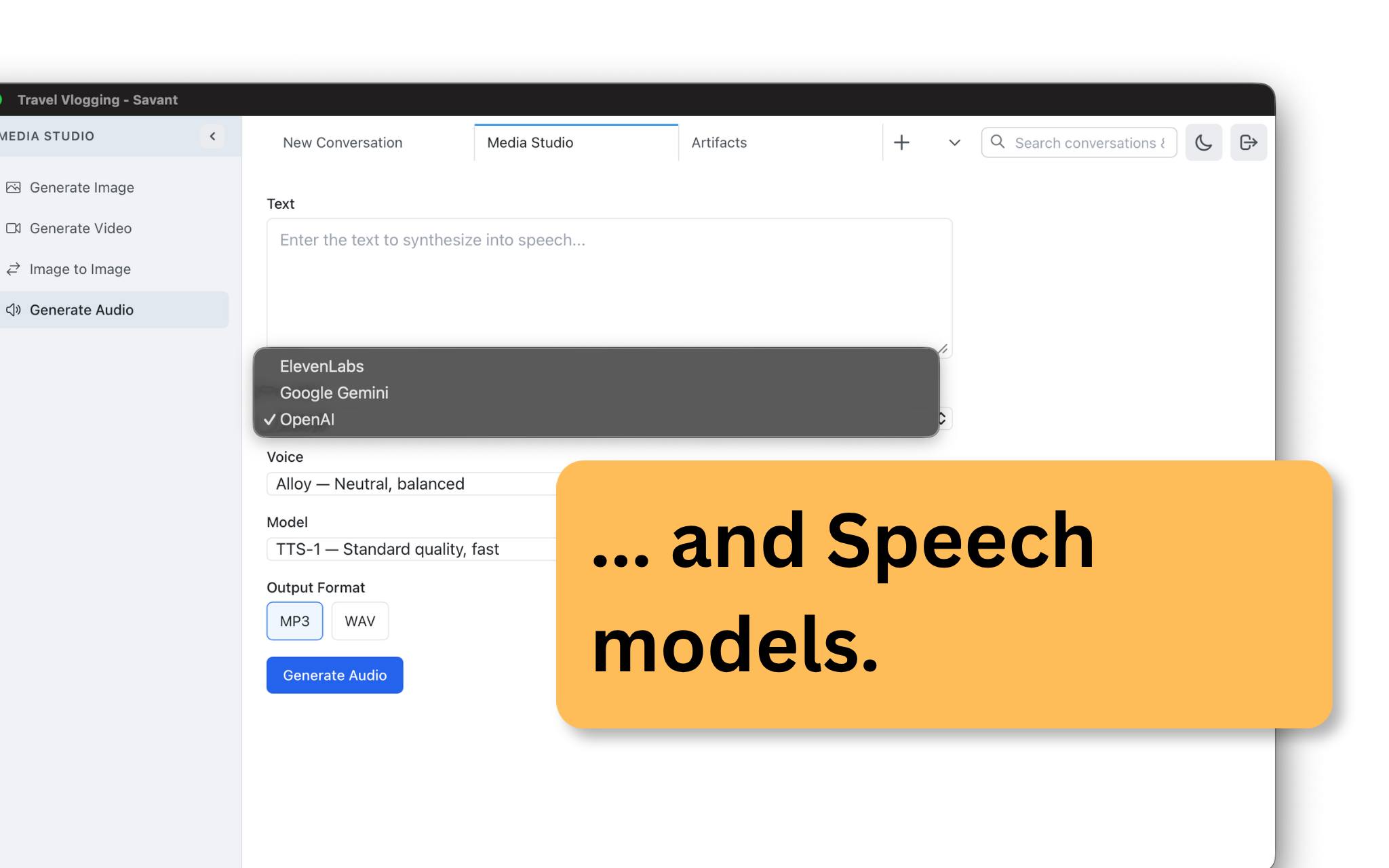 Speech generation models