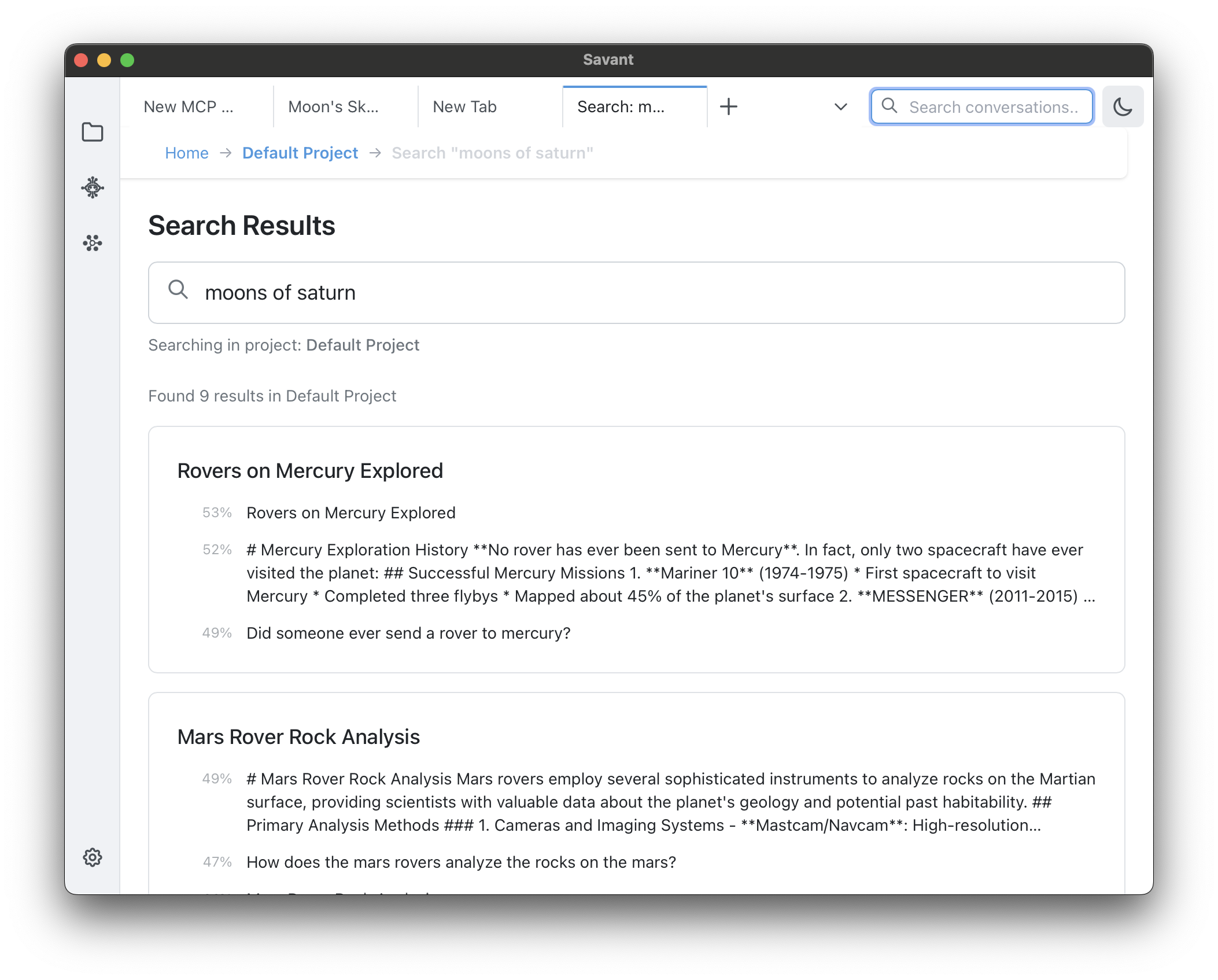 Semantic search finding relevant conversations