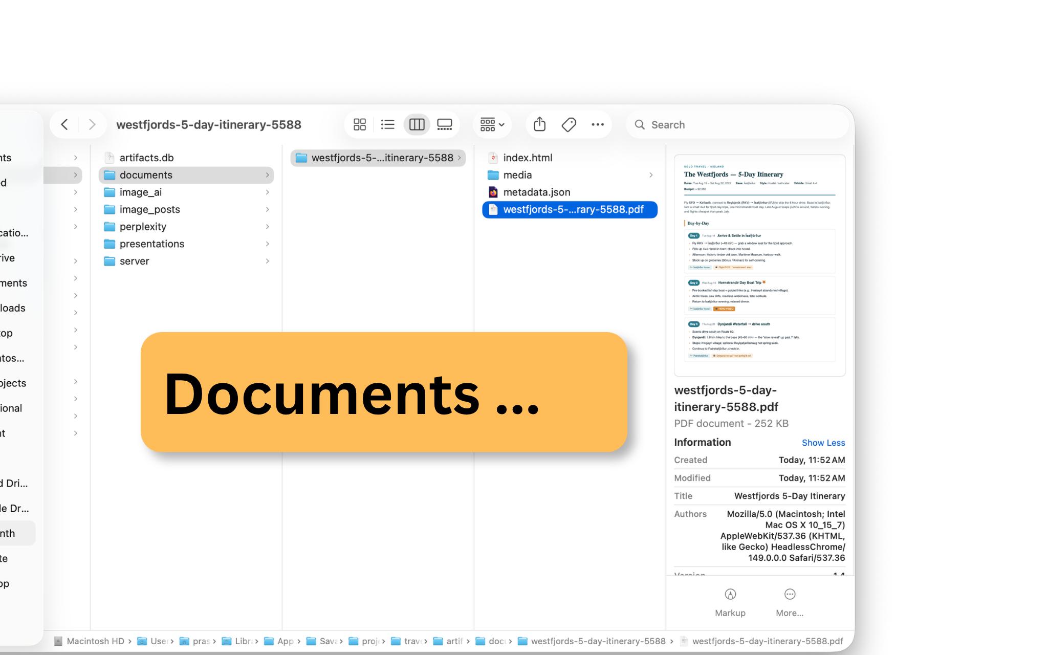 Documents saved as local files