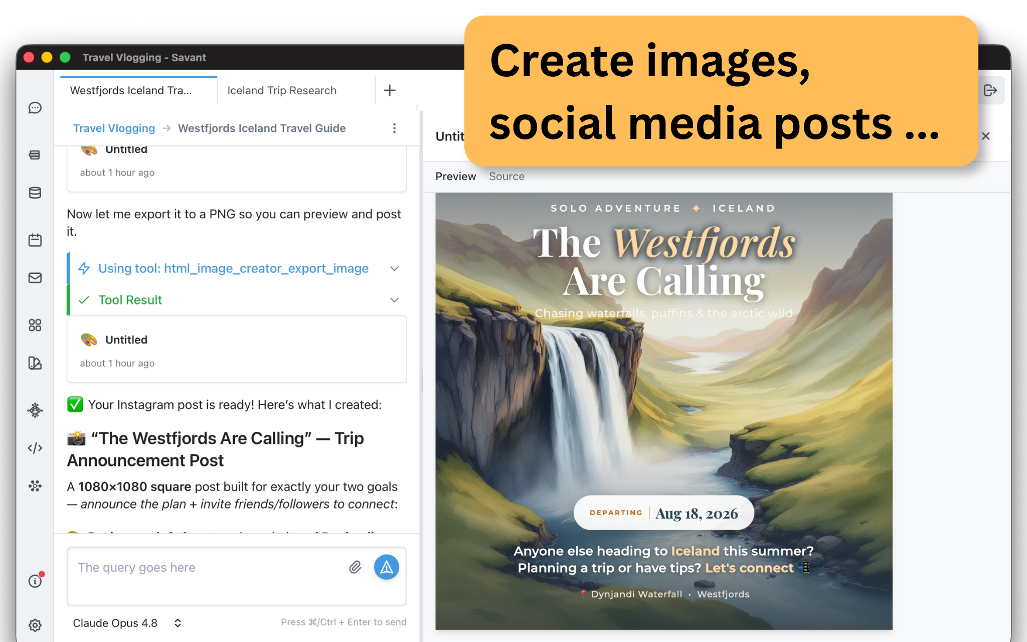Generating images and a social post
