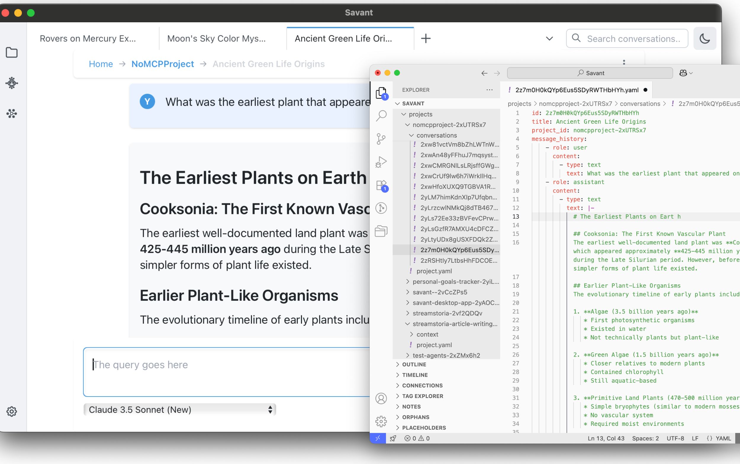 Multi-tab interface showing multiple conversations